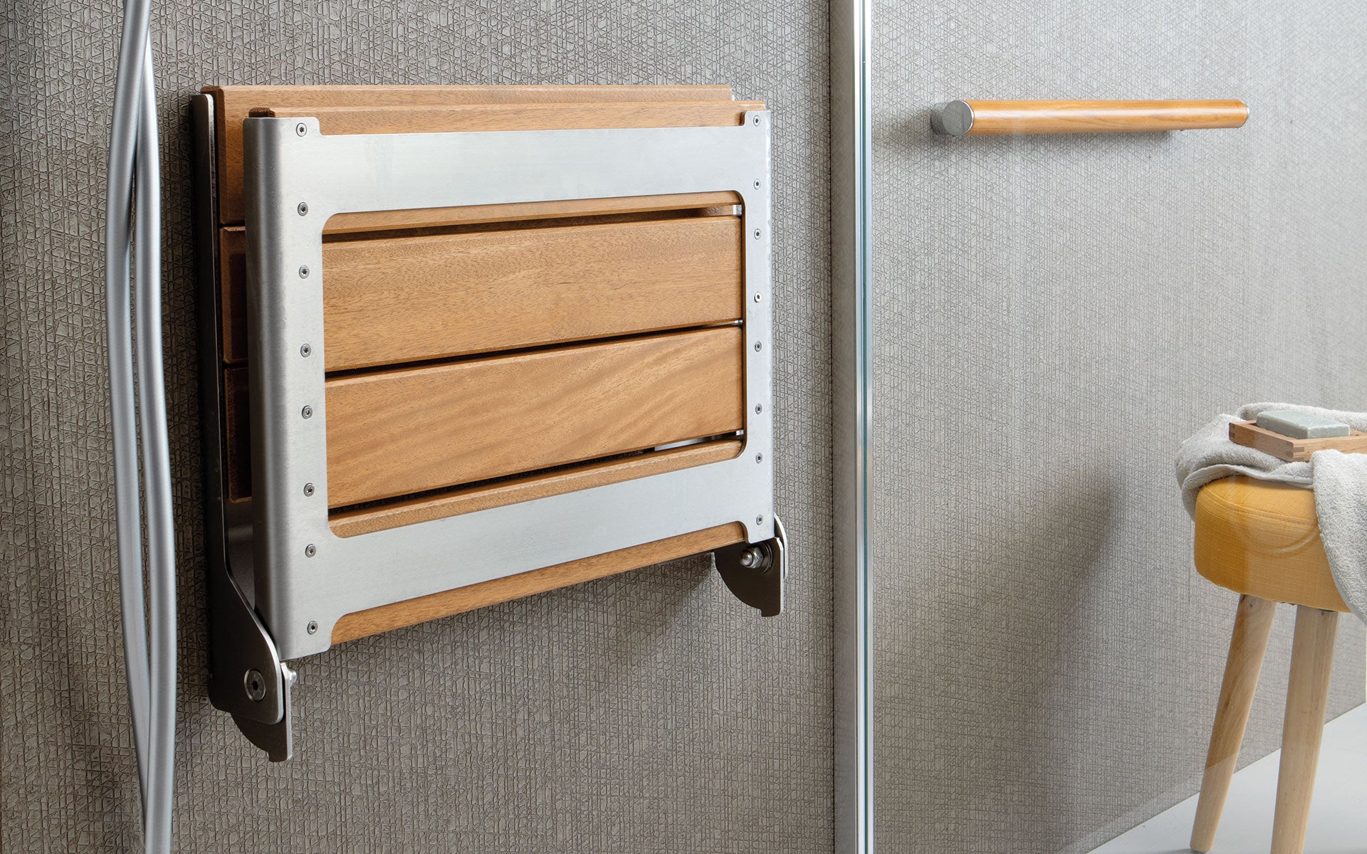 BELLA Spa Teak Folding Shower Seat, Wood