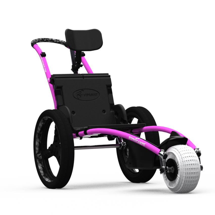 Beach and All-terrain Hippocampe Chair pink with adjustable headrest