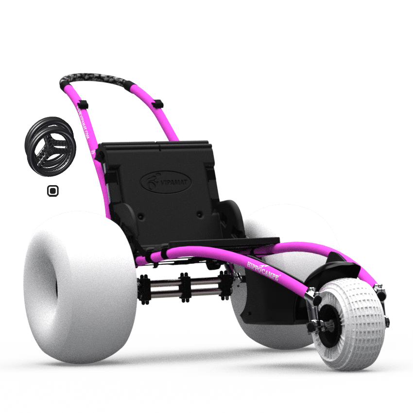 Beach and All-terrain Hippocampe Chair pink with balloon wheels
