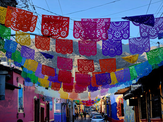 Street flags in Mexico.