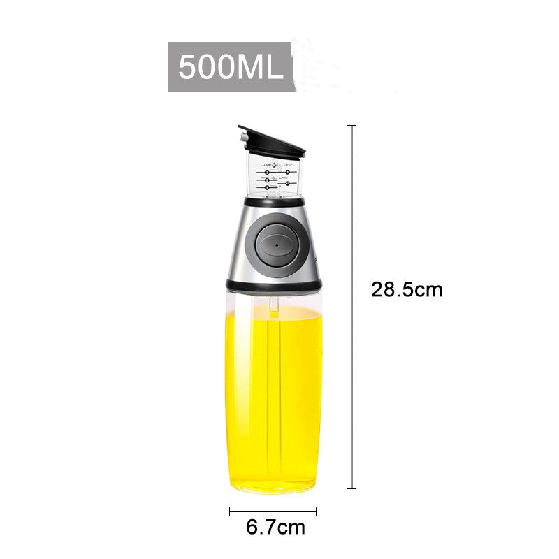 Measurable Glass Oil Bottle silver 500ml