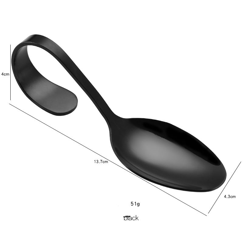 black Stainless steel serving spoon with dimensions