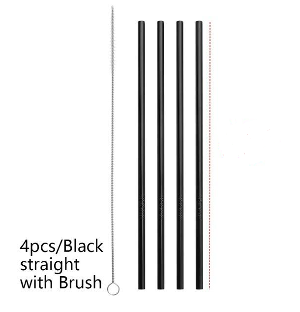 Reusable Stainless Steel Straws black