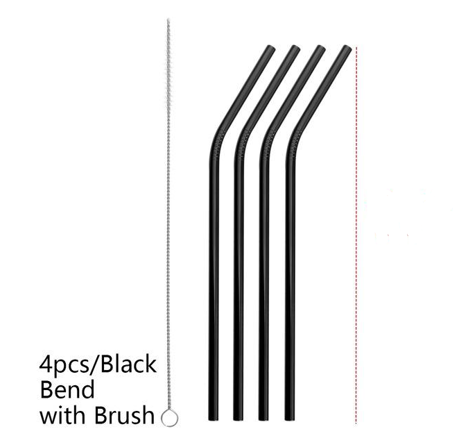Reusable Stainless Steel Straws black