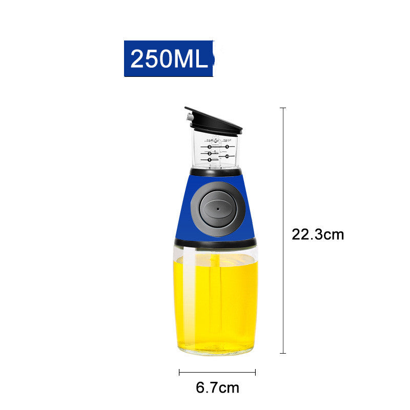 Measurable Glass Oil Bottle blue 250ml