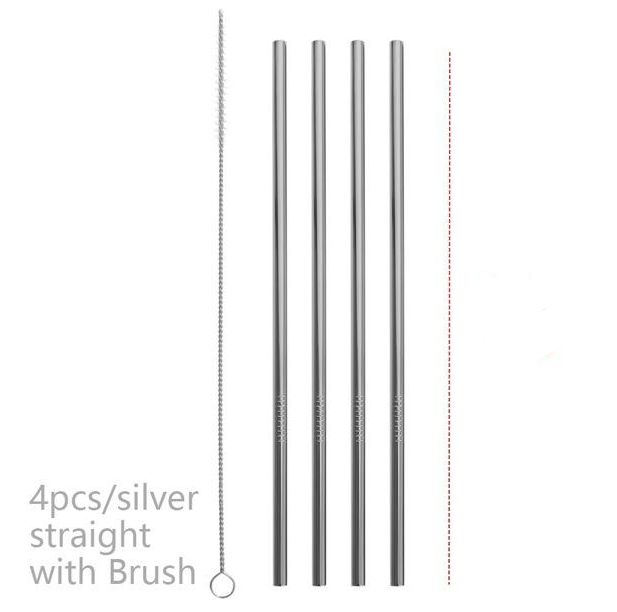 Reusable Stainless Steel Straws silver