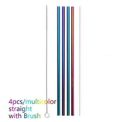 Reusable Stainless Steel Straws multi colored