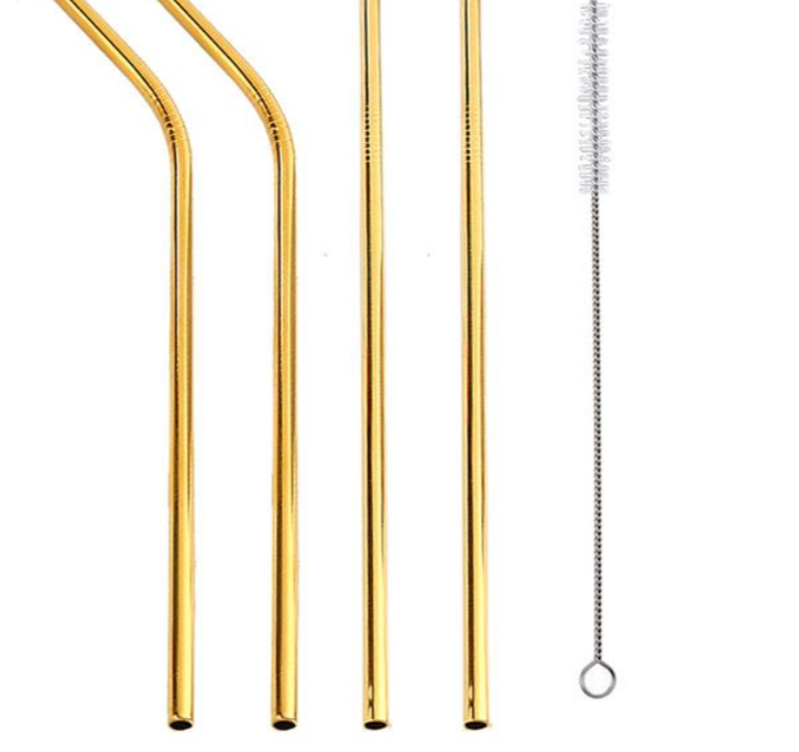 Reusable Stainless Steel Straws gold