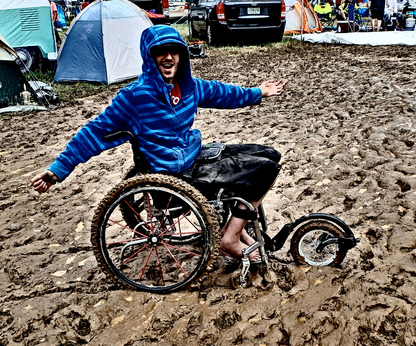 FreeWheel Wheelchair Attachment in mud