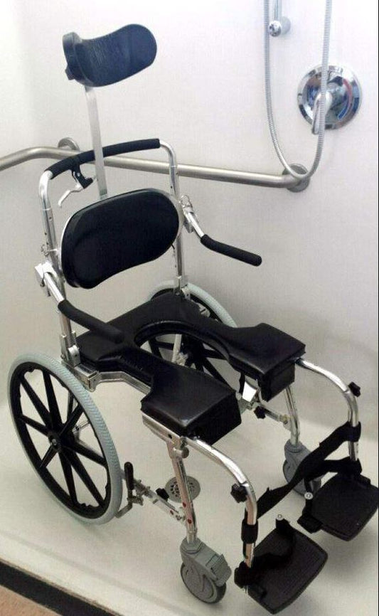 Go-Anywhere Commode 'N Shower Chair W/ 20" Wheels - Adjustable (SP-A)