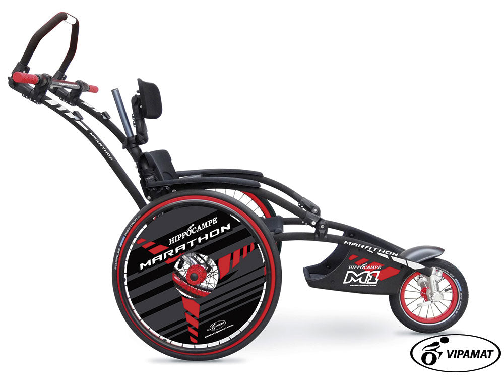 red marathon running push chair side view