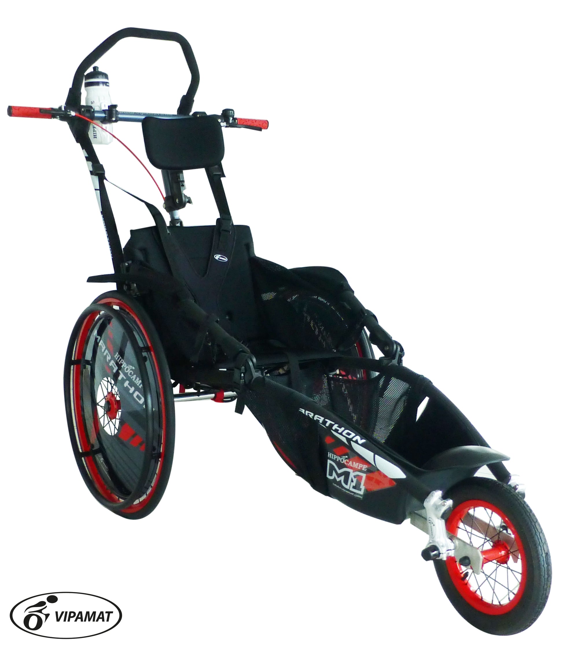 red marathon running push chair in isometric view