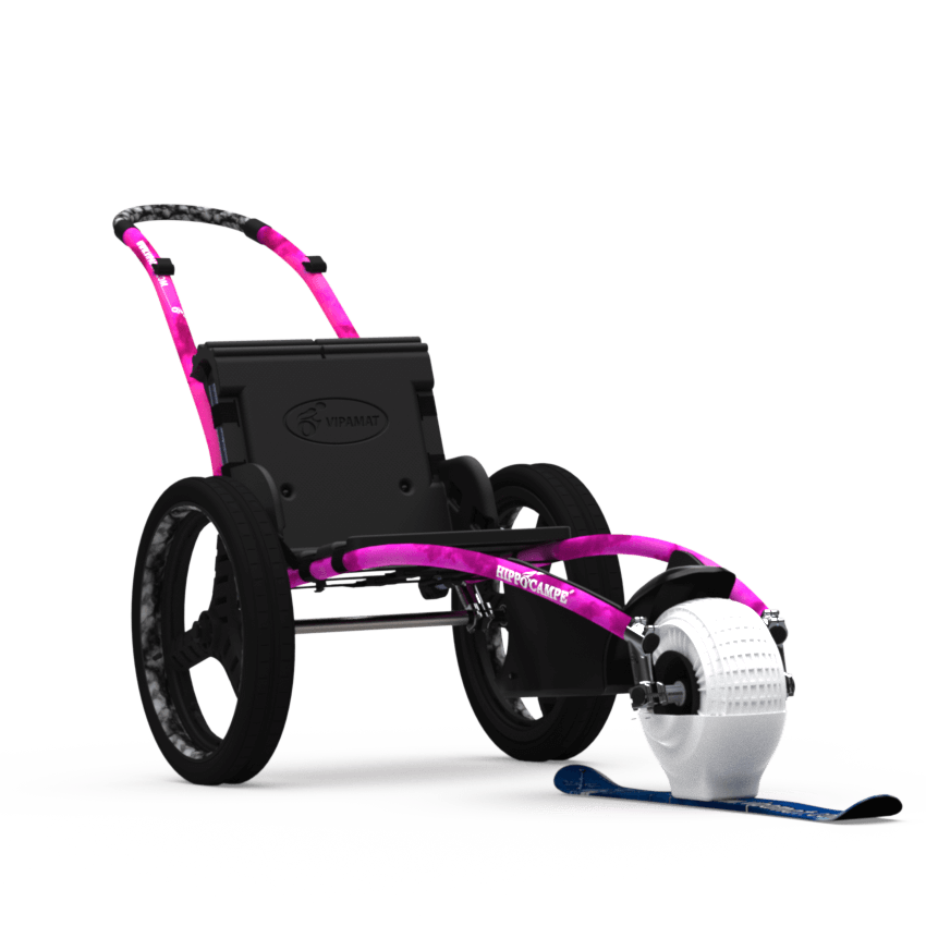 Beach and All-terrain Hippocampe Chair pink with front ski