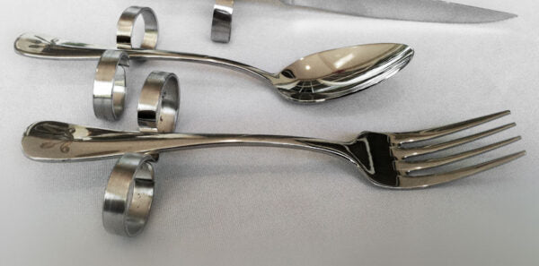 Adaptive Silverware Set, fork, spoon, steak knife